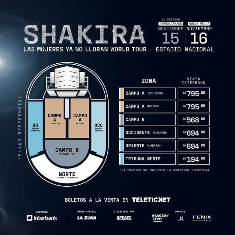 Shakira En Lima 2025 Entradas Para Eventos En Lima Peru