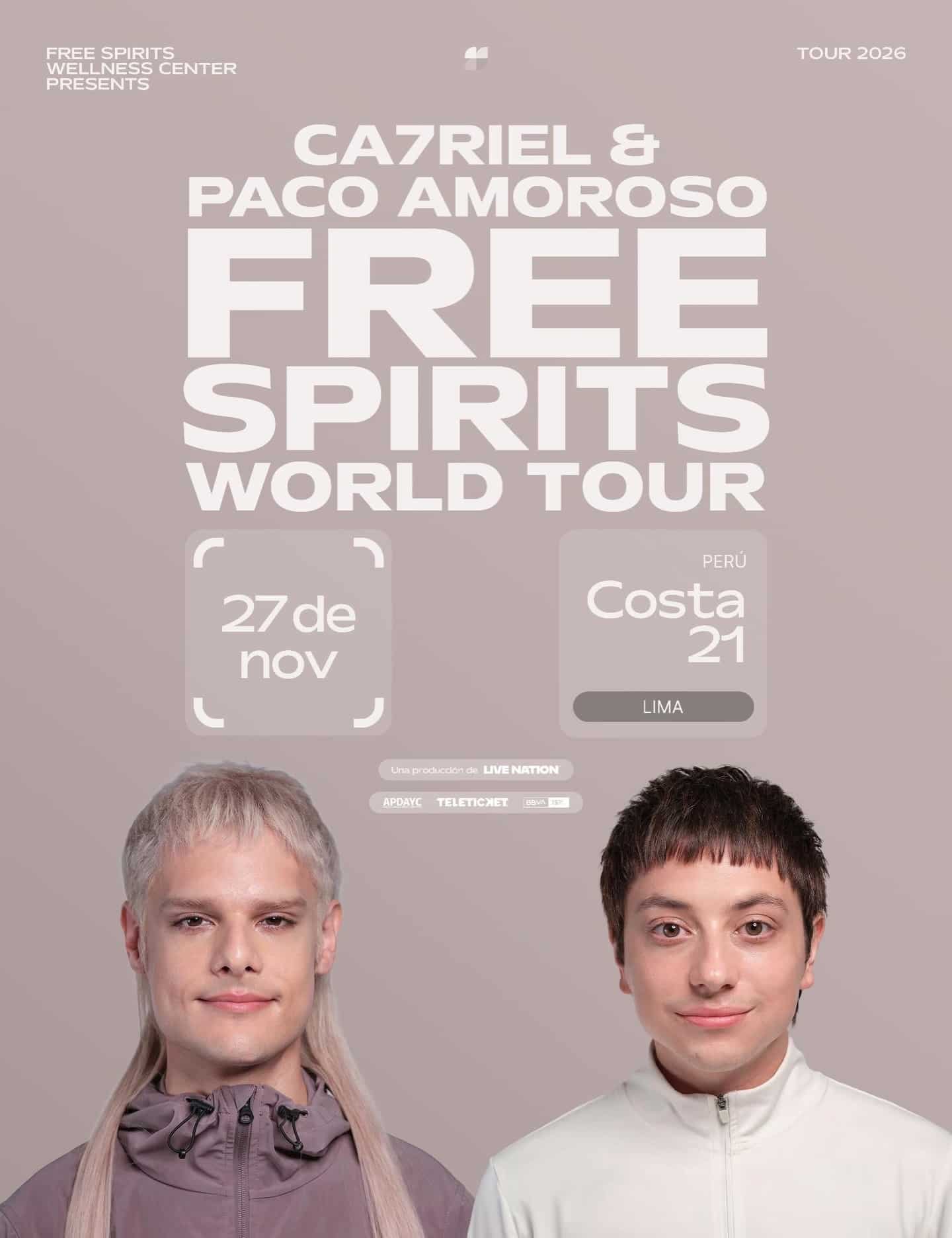 CA7RIEL & Paco Amoroso en Lima 2026