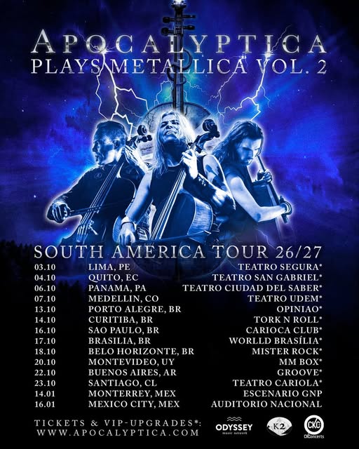 Apocalyptica confirma su esperado regreso a Lima con show en el Teatro Segura
