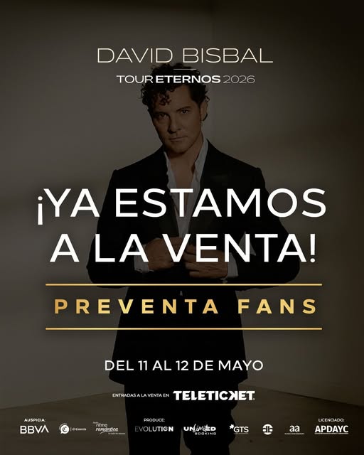 David Bisbal anuncia preventa fans para su esperado Tour Eternos en Lima